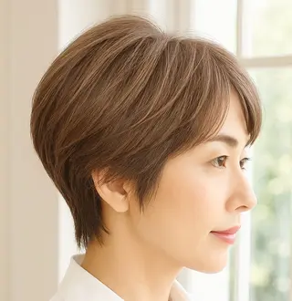 ショート カラー うる艶ワンカラー/ 似合わせ　中野拓侍のヘアスタイル