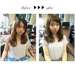 ミディアム セミロング ロング カラー パーマ ヘアアレンジ 成松 勇治のヘアスタイル