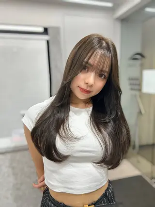 ロング 韓国ネイル🤍 イワサキ　リコ🍒のネイルデザイン