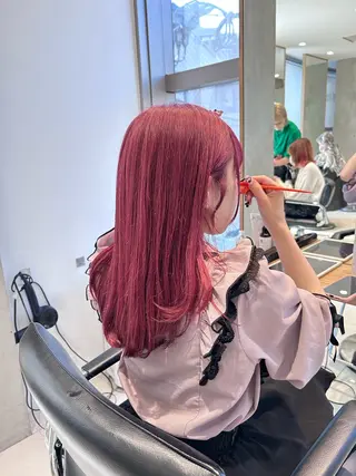 ロング カラー ハイレイヤー/ウルフ 吉田ジョウのヘアスタイル