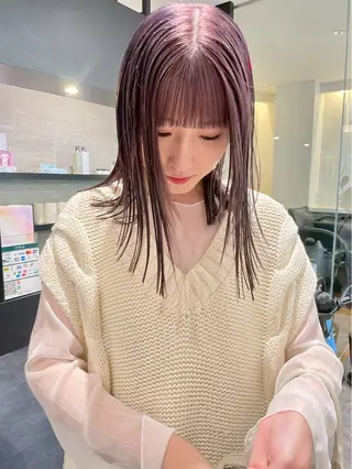 ミディアム カラー ブリーチなし ダブルカラー/ゆなのヘアスタイル