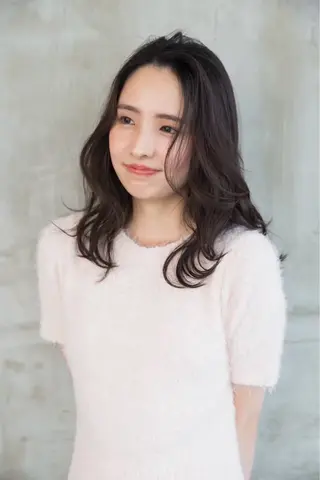 セミロング カラー 敏感肌のカラー｜斉藤 ｜かきあげバングのヘアスタイル