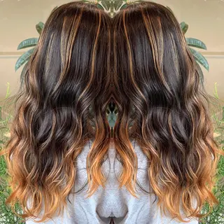 セミロング カラー 清水 亮太／赤み消しカラーのヘアスタイル