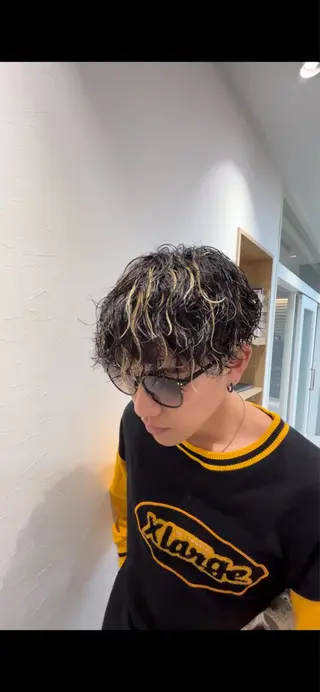 ショート カラー パーマ メンズ ブリーチパーマ🌍 正木天のヘアスタイル