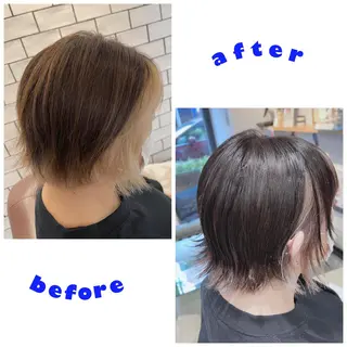 ショート カラー 馬場智哉 白髪ぼかしハイライトのヘアスタイル