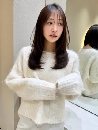 セミロング カラー 透明感カラー🤎 中川智帆のヘアスタイル