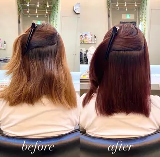 ミディアム カラー パーマ 普通の美容室じゃない ‼️/若林のヘアスタイル