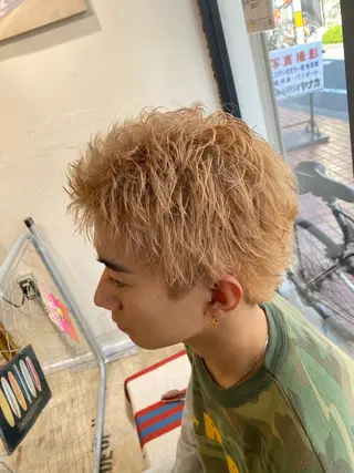 ショート カラー メンズ 🌴パーマオタク🌴 長谷川　諒佑🌈のヘアスタイル