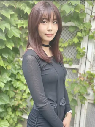 セミロング カラー 髪質改善ｶﾗｰ ｹｱﾌﾞﾘｰﾁ/ﾀﾑのヘアスタイル