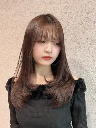 ロング カラー レイヤー/韓国 ハイトーン興津史弥のヘアスタイル