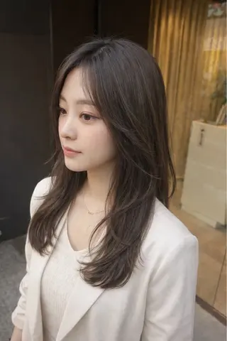 ミディアム カラー 美髪矯正/髪質改善 /透明感ある艶カラーのヘアスタイル