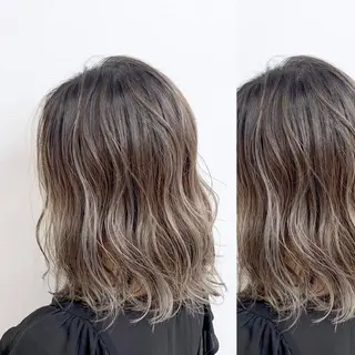 ミディアム カラー JuNブリーチに 縮毛矯正するプロのヘアスタイル