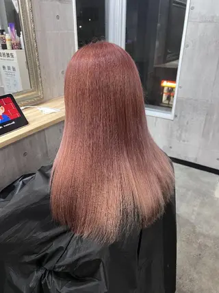 ミディアム サニーサイド大名 ダブルカラー髪質改善のヘアスタイル