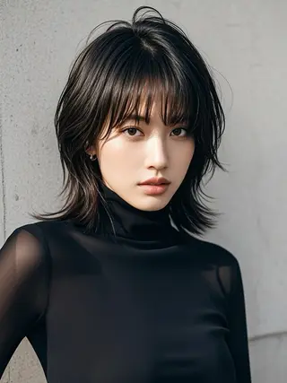 ミディアム ウルフカット 811 大阪梅田 ウルフのヘアスタイル