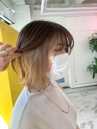 ショート カラー ヘアアレンジ 🧨ブリーチー×ボブ レイヤー💎じゅえるのヘアスタイル