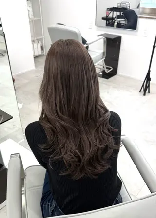 セミロング yuna/透明感 カラー/エクステのヘアスタイル