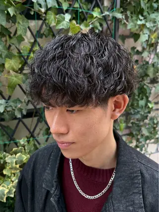 ショート パーマ メンズ 溝口 槙里也のヘアスタイル