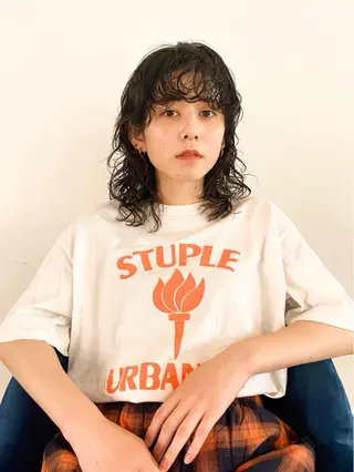 セミロング カラー パーマ ヘアアレンジ メンズ キッズ ネイル マツエク・マツパ アイブロウ パーマスタイル🔅 sayacaのヘアスタイル