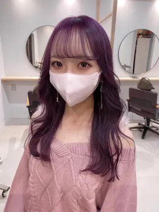 ロング ブリーチなしカラー ダブルカラーエクステのヘアスタイル