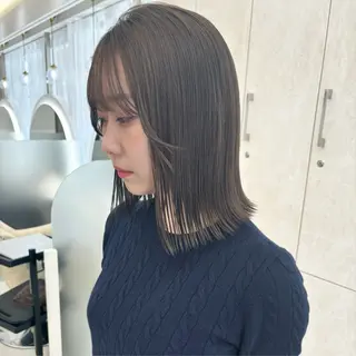 ミディアム 透明感カラー／ 髪質改善／ボブ／中山のヘアスタイル