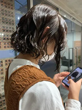 パーマ ボブパーマコテ巻き風 パーマNo1深江秀平のヘアスタイル