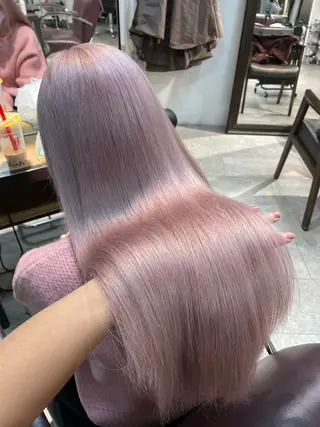 セミロング パーマ ヘアアレンジ ブリーチカラー🤍 颯馬🐈‍⬛のヘアスタイル