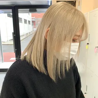 ミディアム カラー ヘアアレンジ ハイトーン/美髪矯正 🍃大江拓実のヘアスタイル