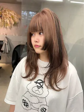 ミディアム カラー ヘアアレンジ fumika🎀 ベージュのヘアスタイル