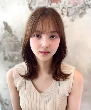 セミロング カラー 🧡くびれヘア/前髪 顔周り🧡久原結衣のヘアスタイル