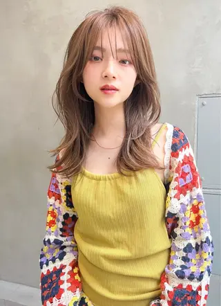 セミロング カラー MUSASHI ブリーチカラー◎のヘアスタイル