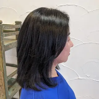 ミディアム 髪質改善＆白髪ぼかし カラー♡店長みやけ♡のヘアスタイル