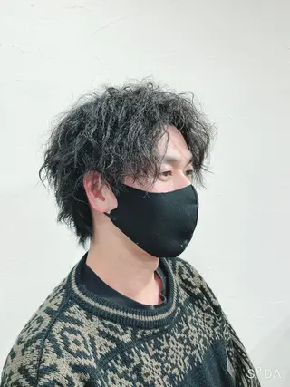 ミディアム パーマ メンズ soin by poshのヘアスタイル