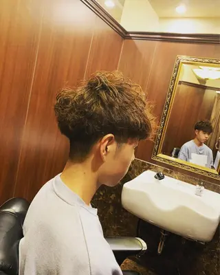 ショート パーマ メンズ ヒロ銀座 バーバーショップ神楽坂所属・ひらお あおとのヘアスタイル