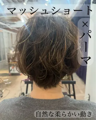 ショート 紙屋町ショート /ボブ　パーマ河内蓮のヘアスタイル