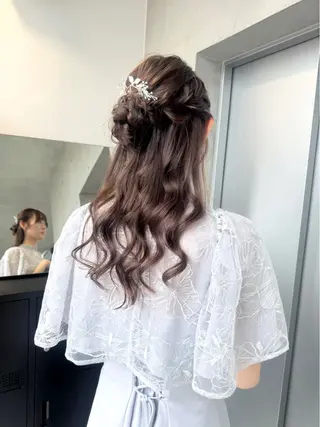 ロング カラー パーマ ヘアアレンジ 透明感/オリーブ/ グレージュ/YUKAのヘアスタイル