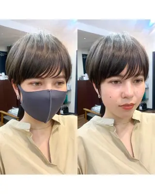 ショート カラー 縮毛矯正/ショート/ レイヤー/畑中正敏のヘアスタイル