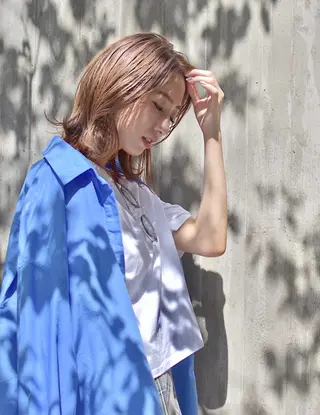 ミディアム カラー 透明感/ ハイライト/竹中涼のヘアスタイル