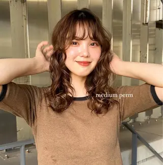 セミロング パーマ 赤熊 咲良 🦔ྀིのヘアスタイル