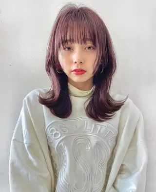 セミロング 【韓国ヘア×透明感 カラー】笹谷 莉未のヘアスタイル