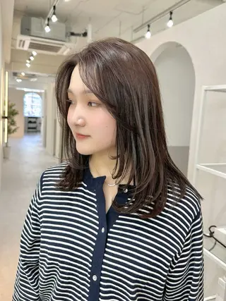 ミディアム カラー 韓国レイヤー透明感 カラーヨウスケのヘアスタイル