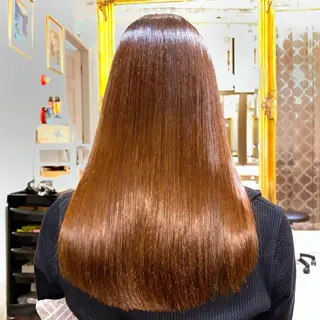 セミロング カラー 髪質改善【縮毛矯正】 美髪ボブを量産する人のヘアスタイル