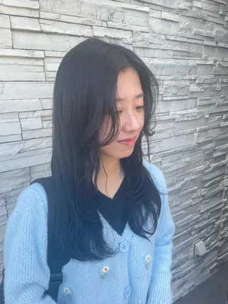 セミロング パーマ 韓国ヘア/パーマ スタイル　北川玲聖のヘアスタイル