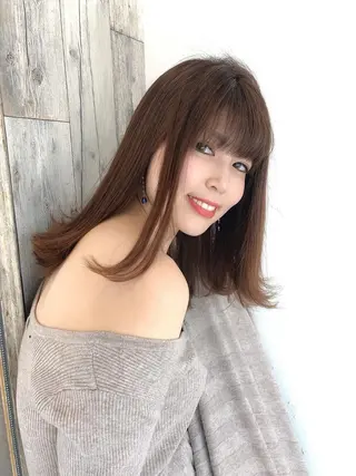 ミディアム カラー パーマ ヘアケア特化型サロン newi 京橋のヘアスタイル