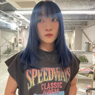 セミロング カラー 花香竜太/エクステ /ハイトーンカラーのヘアスタイル