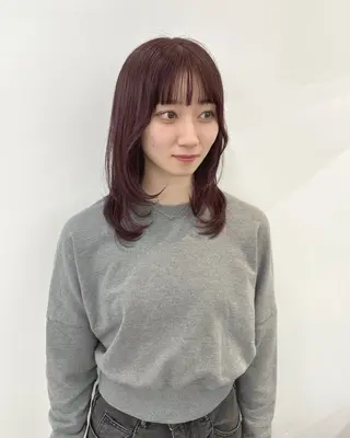 ミディアム カラー 顔まわりカット/艶髪 カラー✨けいとのヘアスタイル