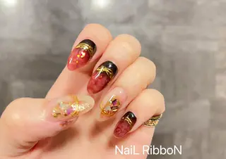ネイル ネイルリボン 受付スタッフのネイルデザイン