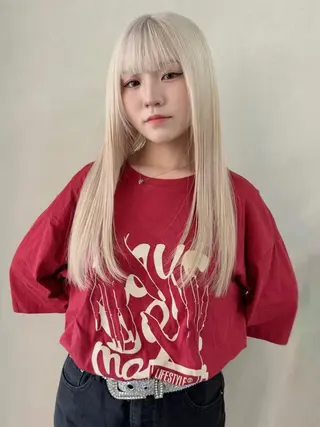 ロング カラー ブリーチ/ベージュ 💕/momoaのヘアスタイル