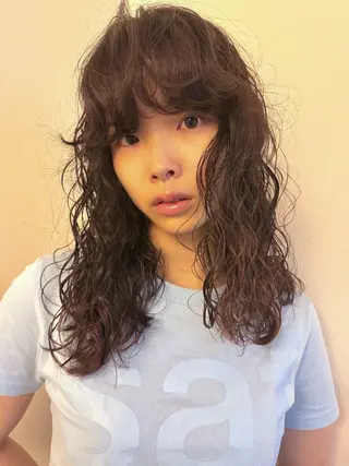 ミディアム カラー パーマ ヘアアレンジ 丸山渉/パーマ エフェクトブリーチのヘアスタイル