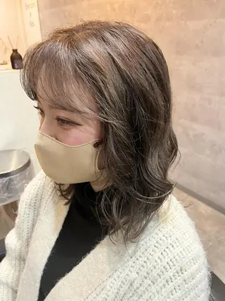 ミディアム カラー ネイル ダブルカラー 新宿のヘアスタイル