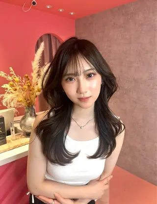 ロング カラー 山崎/ボブ縮毛矯正 レイヤー髪質改善のヘアスタイル